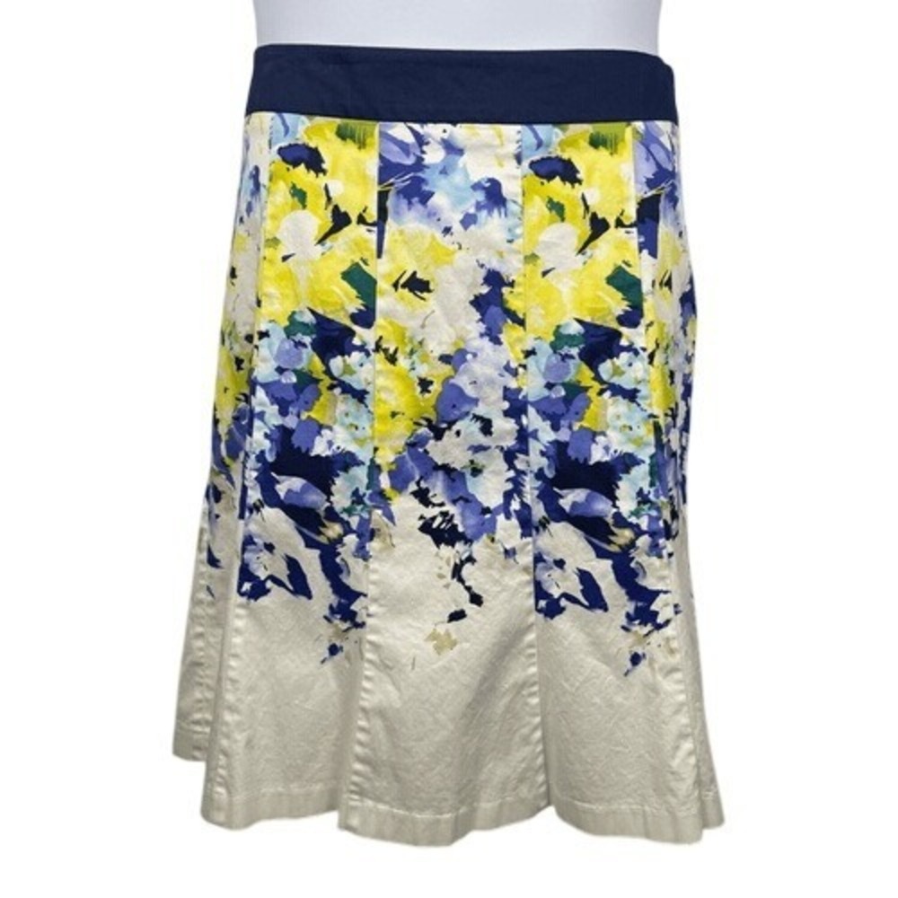 Lane Bryant Yellow Blue Floral A-Line‎ Skirt 14